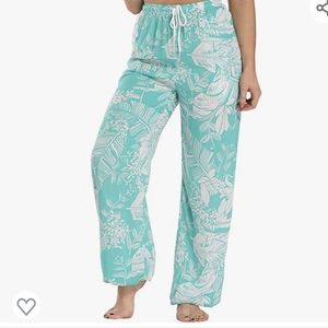 NWT Light Teal Women's Floral Print Boho Yoga Pants Harem Pants Jogger Pants